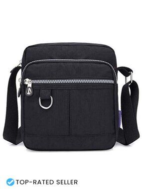 Nylon Crossbody Bag Waterproof Shoulder Handbag with Zip Pockets